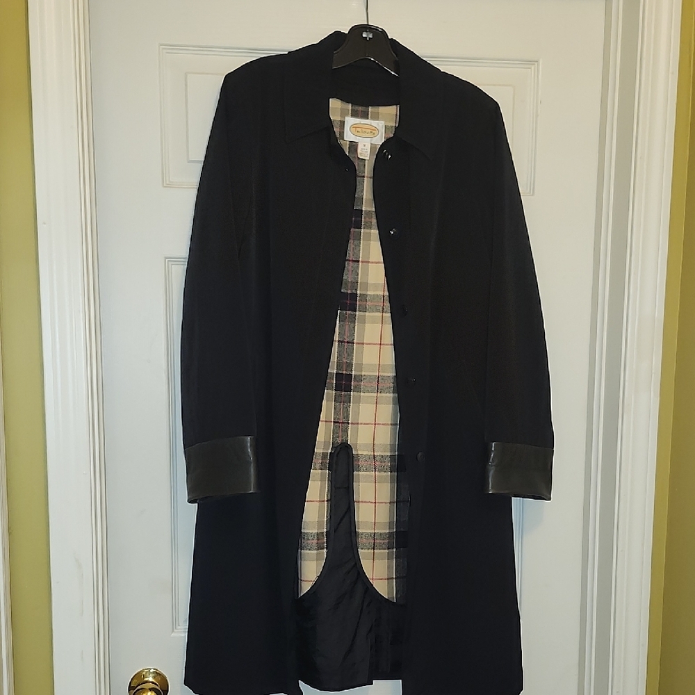 Talbots Black Coat with Plaid Lining